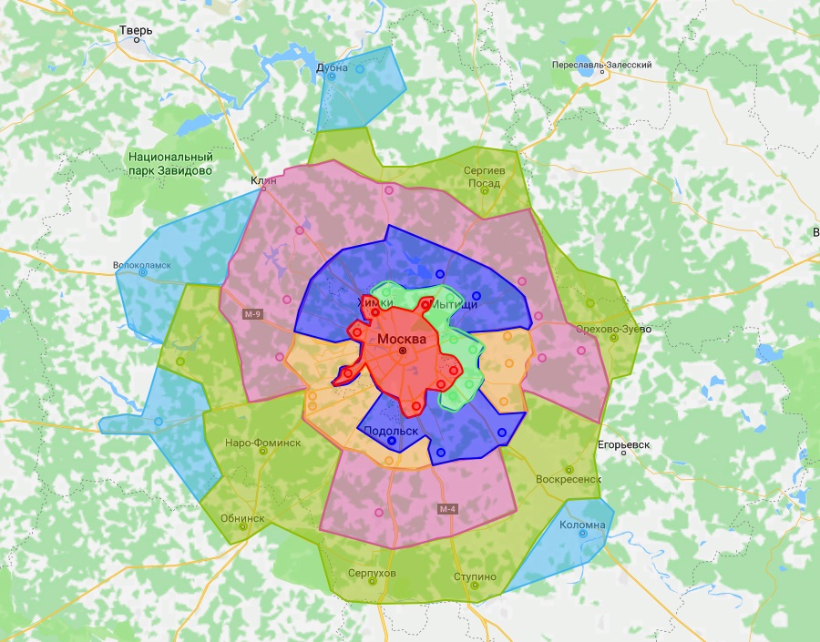 Зоны доставки Зоны доставки